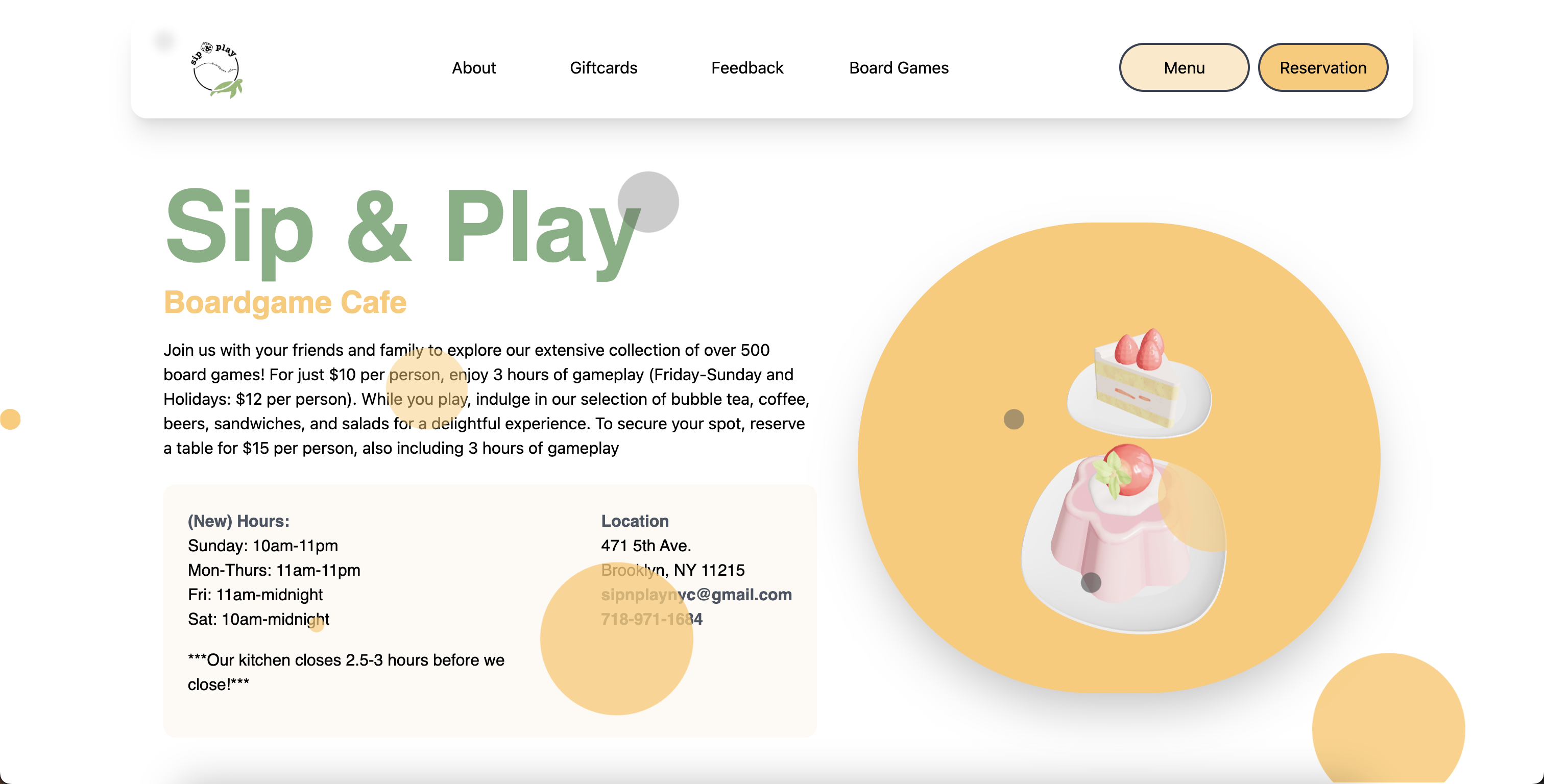 Sip n Play Cafe Website